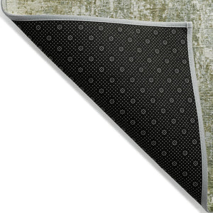 HomeRoots 5' X 8' Artichoke Green Abstract Area Rug - Stylish, Washable, Stain-Resistant for Indoor & Outdoor Use 620288
