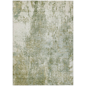 HomeRoots 8' X 10' Artichoke Green & Ivory Abstract Area Rug - Washable, Durable, Ideal for Indoor & Outdoor Use 620290