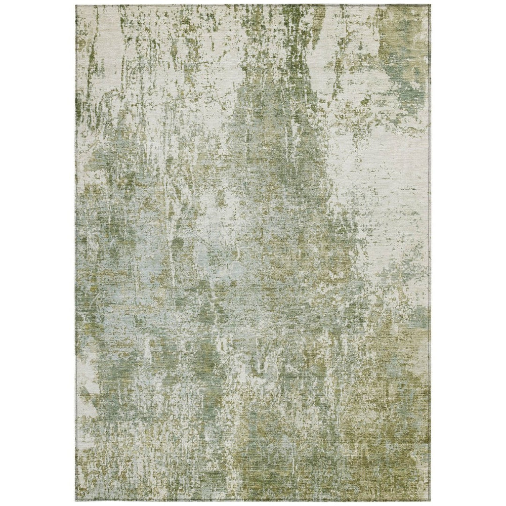 HomeRoots 9' X 12' Artichoke Green Abstract Washable Indoor Outdoor Rug – Durable, Stylish, and Versatile Décor! 620291