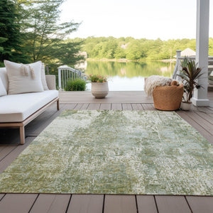 HomeRoots 9' X 12' Artichoke Green Abstract Washable Indoor Outdoor Rug – Durable, Stylish, and Versatile Décor! 620291