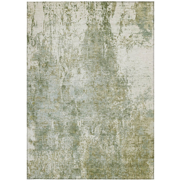 HomeRoots 10' X 14' Artichoke Green Abstract Washable Area Rug - Indoor/Outdoor Durable Style for High-Traffic Spaces 620292