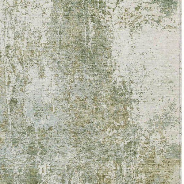 HomeRoots 10' X 14' Artichoke Green Abstract Washable Area Rug - Indoor/Outdoor Durable Style for High-Traffic Spaces 620292