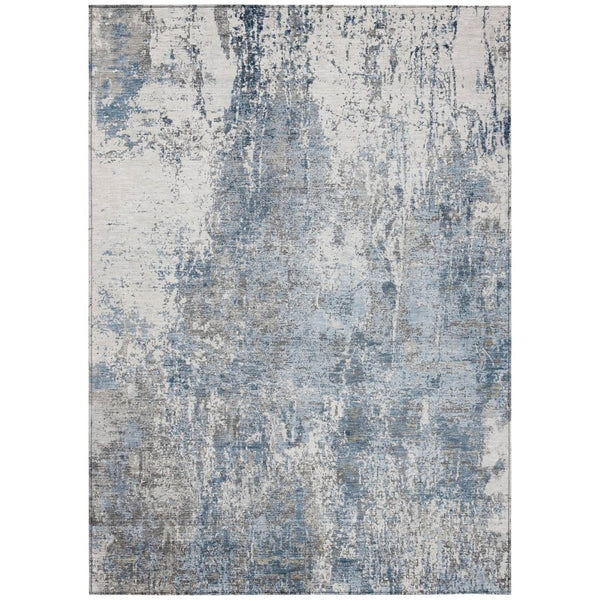 HomeRoots 5' X 8' Blue and Ivory Abstract Area Rug - Stylish, Washable, Durable for Indoor & Outdoor Use 620300