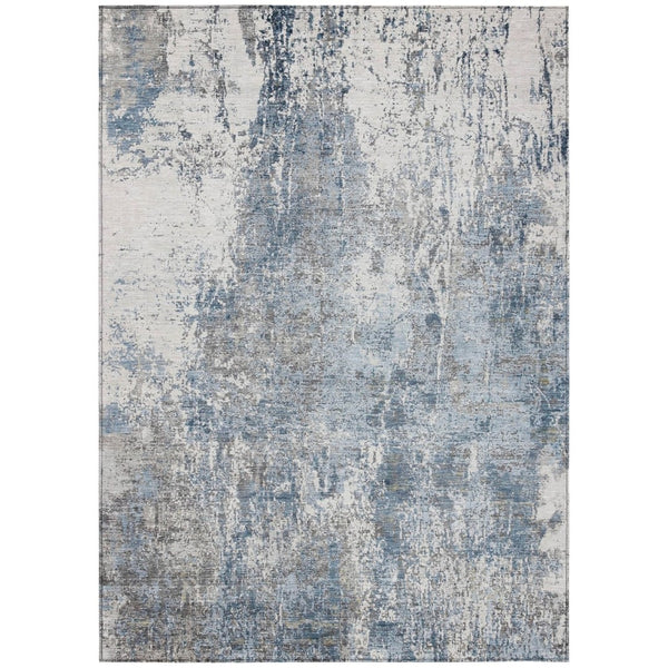 HomeRoots 5' X 8' Blue and Ivory Abstract Area Rug - Stylish, Washable, Durable for Indoor & Outdoor Use 620300