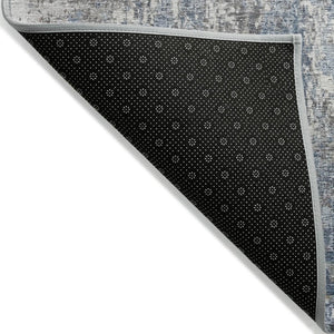 HomeRoots 8' Blue and Ivory Round Abstract Area Rug - Durable, Washable Design for Indoor & Outdoor Spaces 620301