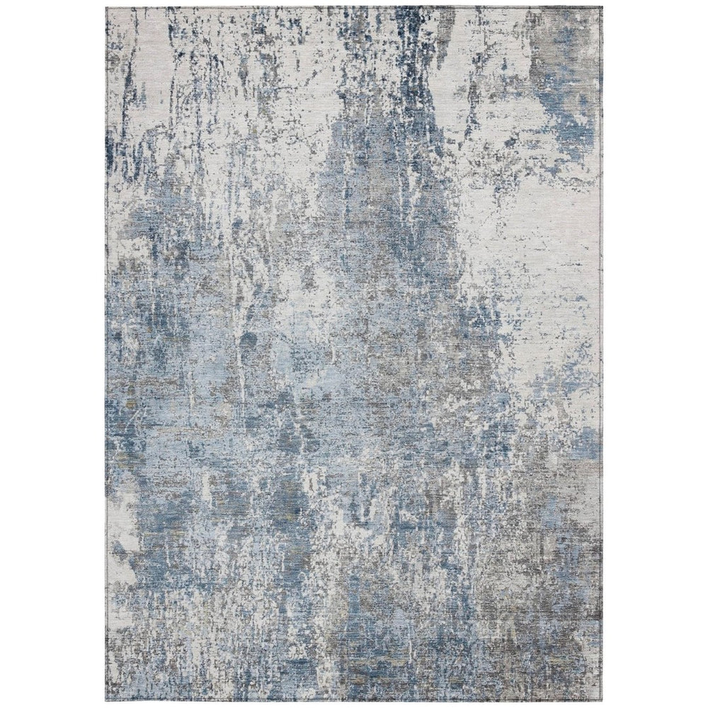 HomeRoots 9' X 12' Blue Abstract Washable Area Rug – Stylish, Durable, Versatile for Indoor & Outdoor Spaces 620303
