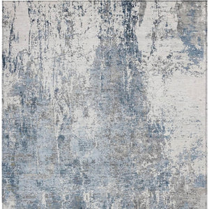 HomeRoots 10' Blue and Ivory Abstract Washable Area Rug - Durable Indoor/Outdoor Design for Modern Spaces 620304