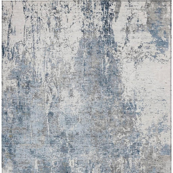 HomeRoots 10' Blue and Ivory Abstract Washable Area Rug - Durable Indoor/Outdoor Design for Modern Spaces 620304