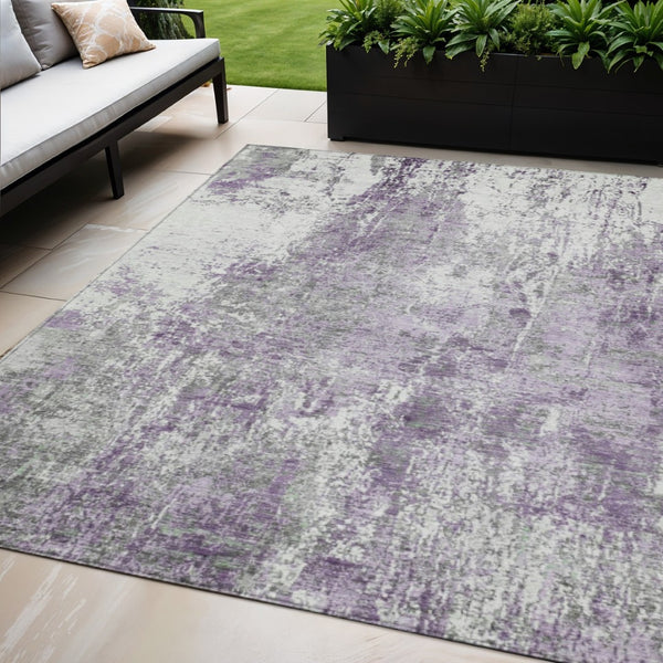 HomeRoots 5' X 8' Plum Abstract Indoor Outdoor Area Rug - Stylish, Washable, Durable, Perfect for High-Traffic Spaces 620306