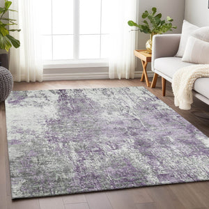 HomeRoots 5' X 8' Plum Abstract Indoor Outdoor Area Rug - Stylish, Washable, Durable, Perfect for High-Traffic Spaces 620306