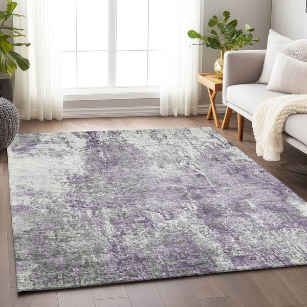 HomeRoots 5' X 8' Plum Abstract Indoor Outdoor Area Rug - Stylish, Washable, Durable, Perfect for High-Traffic Spaces 620306