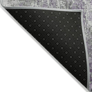 HomeRoots 8' Plum and Ivory Round Abstract Washable Area Rug – Stylish, Durable, and Perfect for Indoor/Outdoor Use! 620307