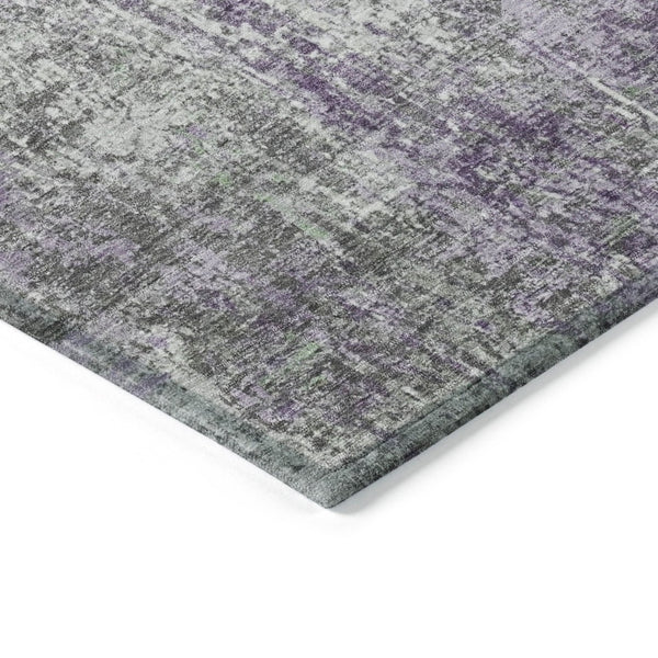HomeRoots 8' Plum and Ivory Round Abstract Washable Area Rug – Stylish, Durable, and Perfect for Indoor/Outdoor Use! 620307