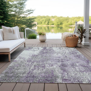 HomeRoots 9' X 12' Stylish Plum and Ivory Abstract Rug – Durable, Washable for Indoor & Outdoor Spaces! 620309