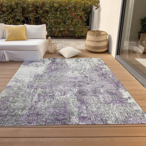 HomeRoots 9' X 12' Stylish Plum and Ivory Abstract Rug – Durable, Washable for Indoor & Outdoor Spaces! 620309