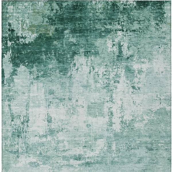 HomeRoots 5' X 8' Aqua And Ivory Abstract Indoor Outdoor Area Rug - Stylish, Durable & Easy-Care for Any Space! 620312