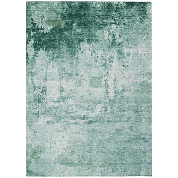 HomeRoots 5' X 8' Aqua And Ivory Abstract Indoor Outdoor Area Rug - Stylish, Durable & Easy-Care for Any Space! 620312