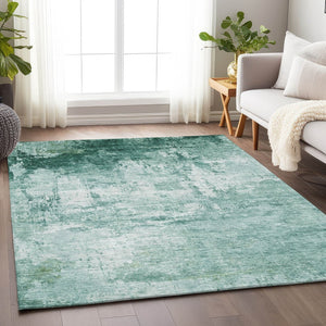HomeRoots 5' X 8' Aqua And Ivory Abstract Indoor Outdoor Area Rug - Stylish, Durable & Easy-Care for Any Space! 620312