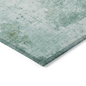 HomeRoots 8' Aqua and Ivory Round Abstract Area Rug - Washable, Durable, Stylish for Indoor & Outdoor Spaces 620313