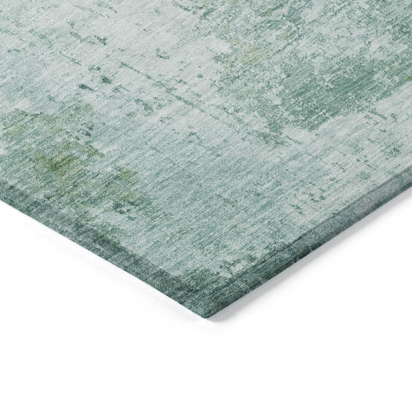 HomeRoots 8' Aqua and Ivory Round Abstract Area Rug - Washable, Durable, Stylish for Indoor & Outdoor Spaces 620313