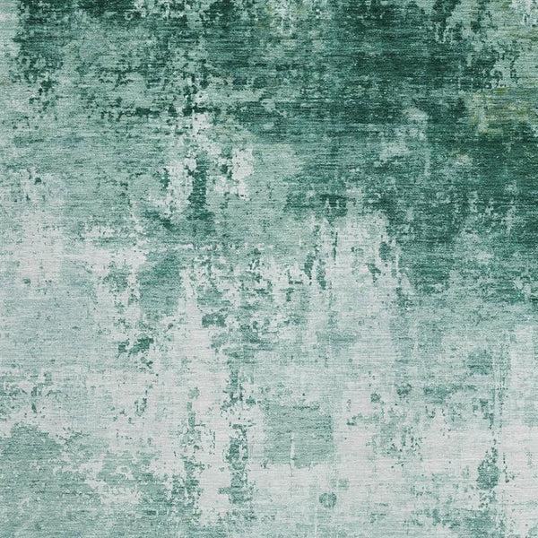 HomeRoots 8' X 10' Aqua And Ivory Abstract Washable Rug – Stylish, Durable Indoor/Outdoor Mat for High-Traffic Areas 620314
