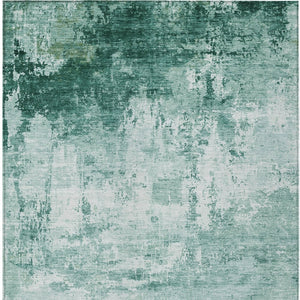 HomeRoots 9' X 12' Aqua Abstract Indoor Outdoor Area Rug - Stylish, Durable, Machine Washable, Pet Friendly! 620315