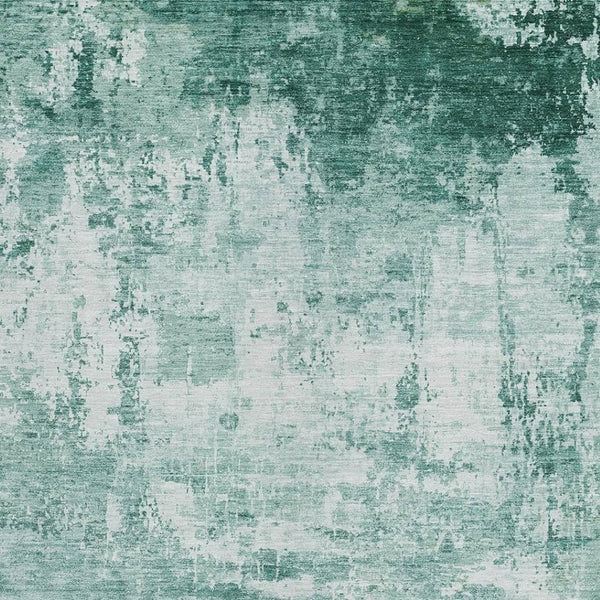 HomeRoots 10' Aqua & Ivory Abstract Washable Area Rug - Modern Indoor/Outdoor Design for High-Traffic Zones 620316