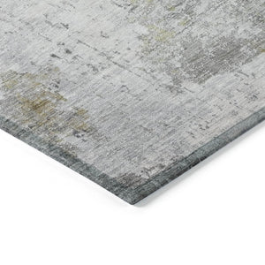 HomeRoots 8' Gray and Ivory Round Abstract Area Rug - Washable, Durable, Modern Design for Indoor & Outdoor Use 620331