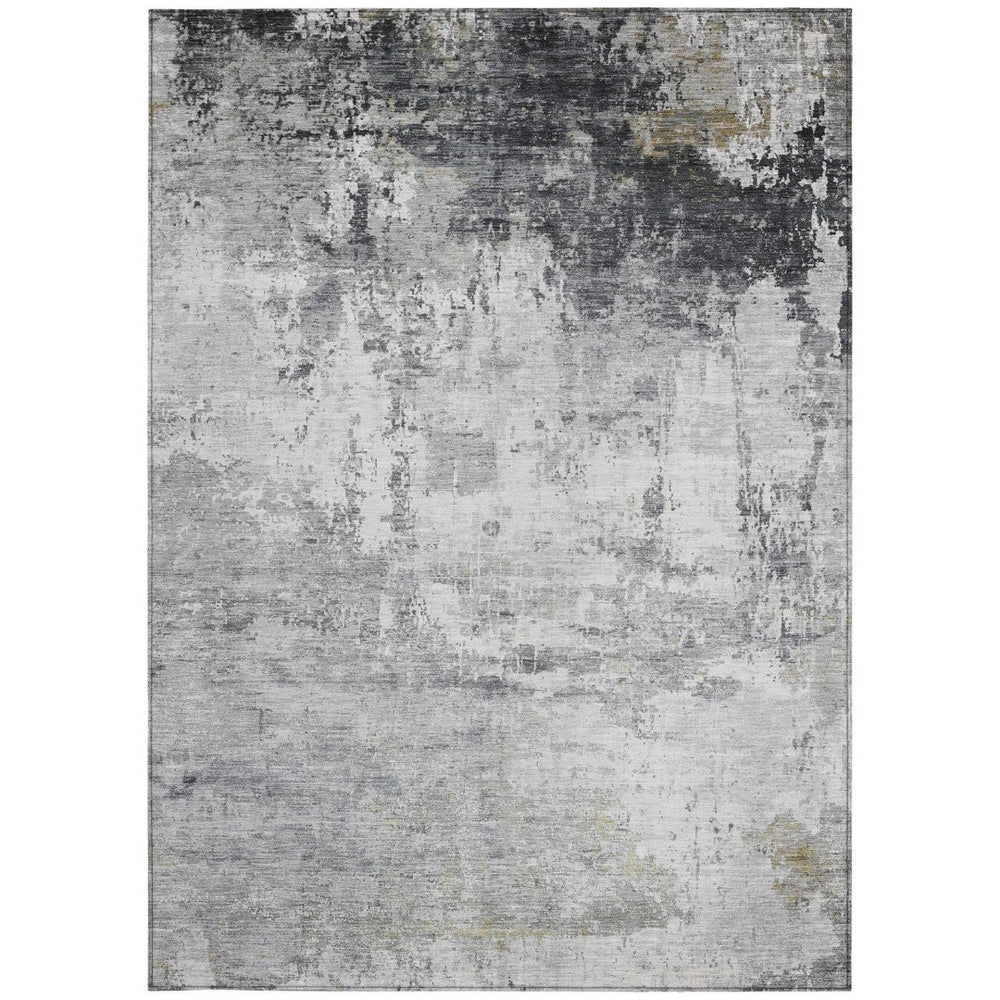 HomeRoots 10' Gray and Ivory Abstract Washable Area Rug – Stylish, Durable Design for Indoor and Outdoor Use 620334