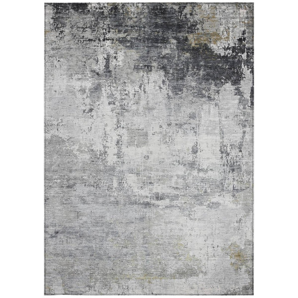 HomeRoots 10' Gray and Ivory Abstract Washable Area Rug – Stylish, Durable Design for Indoor and Outdoor Use 620334