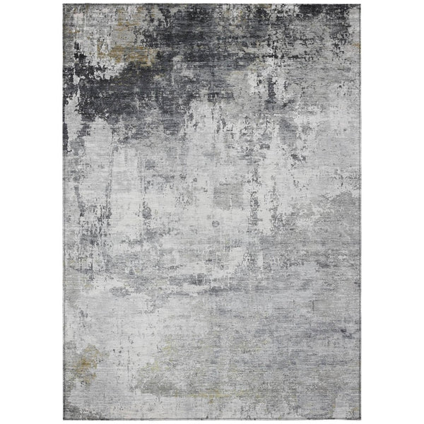 HomeRoots 10' Gray and Ivory Abstract Washable Area Rug – Stylish, Durable Design for Indoor and Outdoor Use 620334