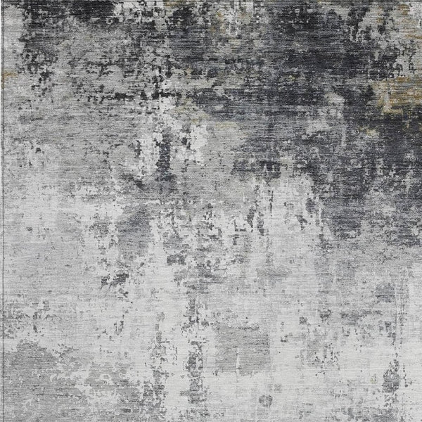 HomeRoots 10' Gray and Ivory Abstract Washable Area Rug – Stylish, Durable Design for Indoor and Outdoor Use 620334