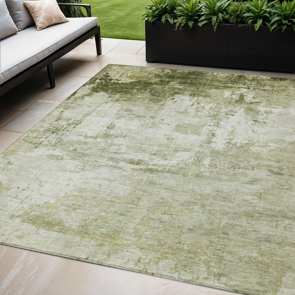 HomeRoots 5' X 8' Sage Abstract Washable Area Rug – Durable, Stylish for Indoor/Outdoor Use, Easy to Clean! 620336