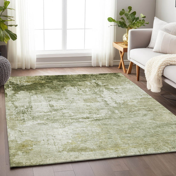 HomeRoots 5' X 8' Sage Abstract Washable Area Rug – Durable, Stylish for Indoor/Outdoor Use, Easy to Clean! 620336