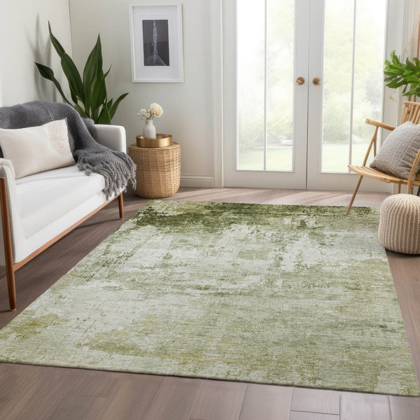 HomeRoots 5' X 8' Sage Abstract Washable Area Rug – Durable, Stylish for Indoor/Outdoor Use, Easy to Clean! 620336