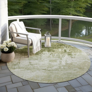 HomeRoots 8' Sage and Ivory Round Area Rug - Modern Abstract Design, Washable, Indoor/Outdoor, Durable & Stylish 620337
