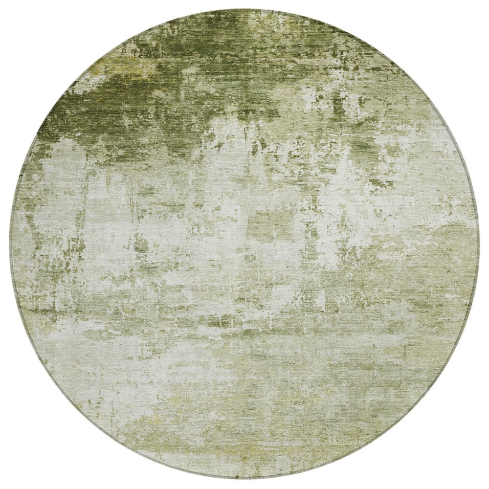HomeRoots 8' Sage and Ivory Round Area Rug - Modern Abstract Design, Washable, Indoor/Outdoor, Durable & Stylish 620337