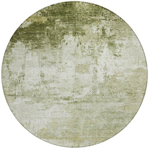 HomeRoots 8' Sage and Ivory Round Area Rug - Modern Abstract Design, Washable, Indoor/Outdoor, Durable & Stylish 620337