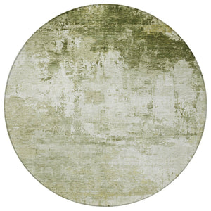 HomeRoots 8' Sage and Ivory Round Area Rug - Modern Abstract Design, Washable, Indoor/Outdoor, Durable & Stylish 620337