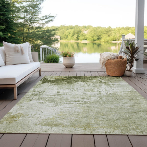 HomeRoots 9' X 12' Sage and Ivory Abstract Area Rug - Stylish, Washable Indoor/Outdoor Design for Versatile Spaces 620339