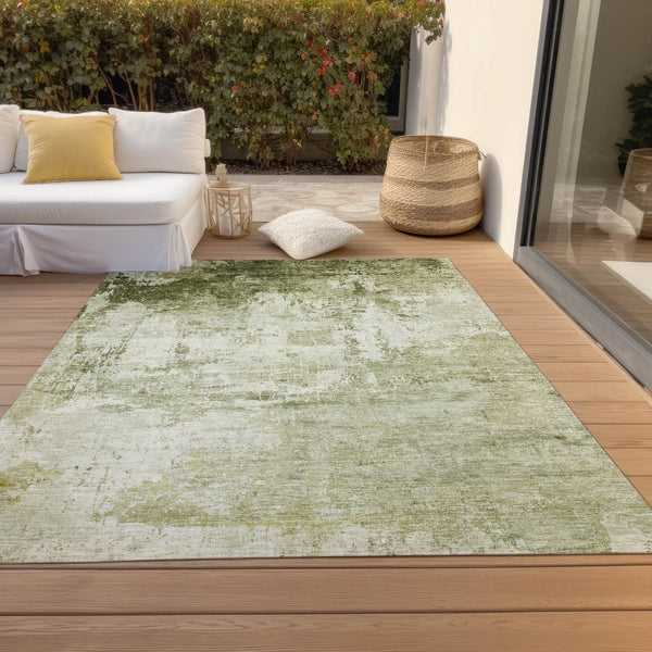 HomeRoots 9' X 12' Sage and Ivory Abstract Area Rug - Stylish, Washable Indoor/Outdoor Design for Versatile Spaces 620339