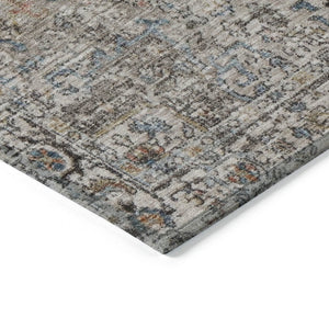 HomeRoots 8' Round Floral Medallion Area Rug - Stylish Ivory, Blue & Copper Design for Indoor/Outdoor Use 620355