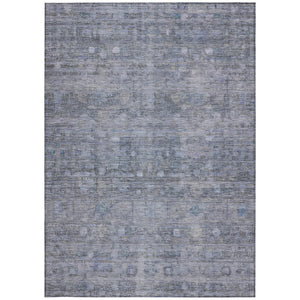 HomeRoots 5' Stylish Blue and Gray Geometric Washable Area Rug for Indoor & Outdoor Use - Durable & Versatile 620366