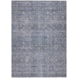 HomeRoots 5' Stylish Blue and Gray Geometric Washable Area Rug for Indoor & Outdoor Use - Durable & Versatile 620366
