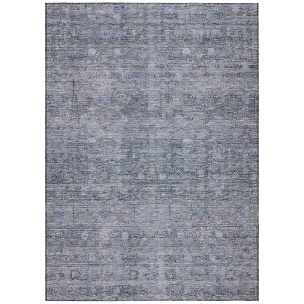 HomeRoots 5' Stylish Blue and Gray Geometric Washable Area Rug for Indoor & Outdoor Use - Durable & Versatile 620366