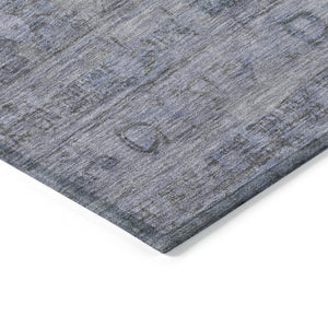 HomeRoots 5' Stylish Blue and Gray Geometric Washable Area Rug for Indoor & Outdoor Use - Durable & Versatile 620366