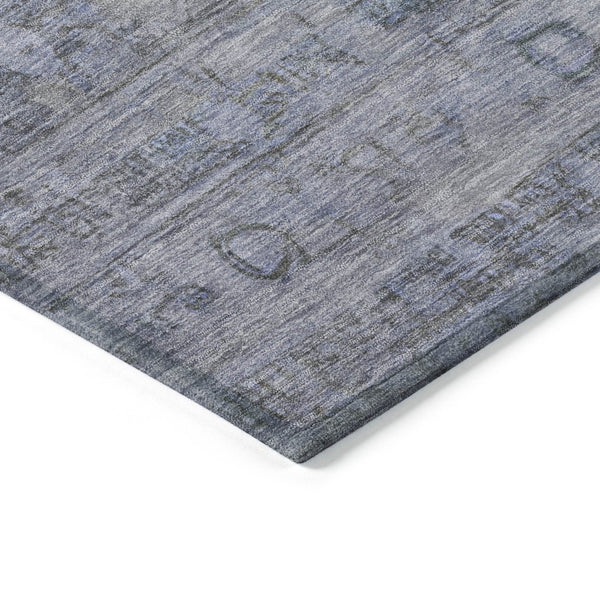 HomeRoots 5' Stylish Blue and Gray Geometric Washable Area Rug for Indoor & Outdoor Use - Durable & Versatile 620366