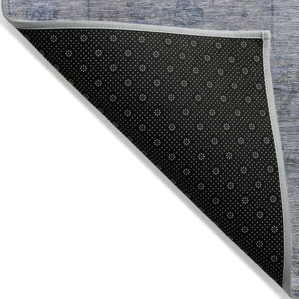 HomeRoots 8' Blue And Gray Round Geometric Rug - Durable, Machine-Washable Design for Indoor & Outdoor Spaces 620367