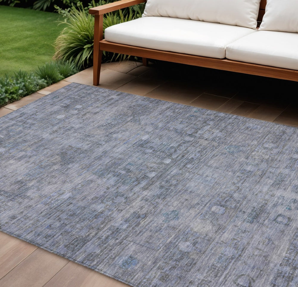 HomeRoots 10' Blue and Gray Geometric Indoor Outdoor Area Rug - Durable, Washable, Perfect for High-Traffic Spaces 620370