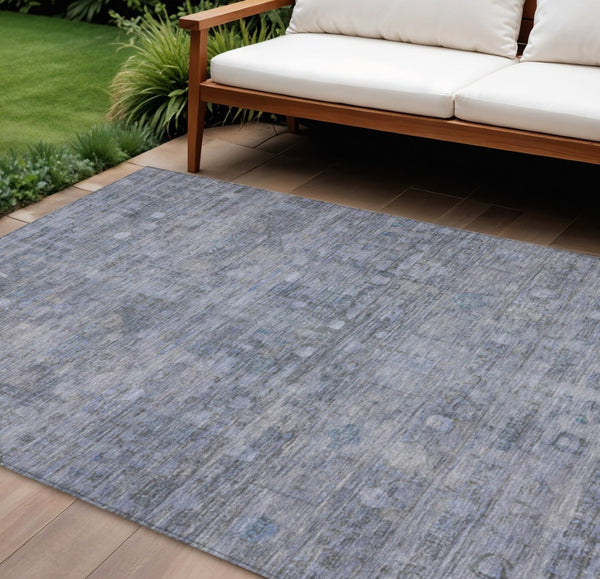HomeRoots 10' Blue and Gray Geometric Indoor Outdoor Area Rug - Durable, Washable, Perfect for High-Traffic Spaces 620370